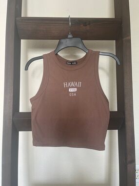 Brown Ribbed Tank Top